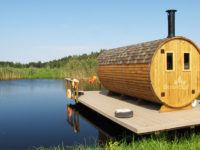 Three Room Barrel Wooden Sauna from Sauneco