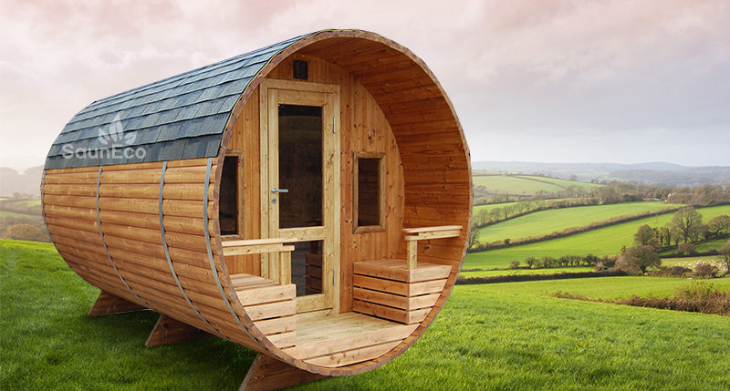 Two Room Barrel Sauna from Sauneco