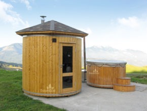 Wooden Barrel Sauna T24E from Sauneco